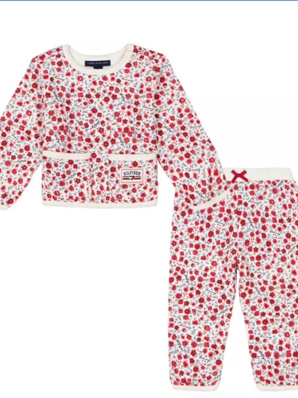 {Tommy Hilfiger}: Toddler Girl Ditsy Floral Diamond Quilted Sweatsuit